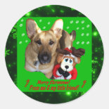 Merry Christmas German Shepherd Round Sticker