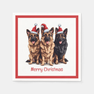 Merry Christmas German Shepherd Santa Dogs Napkins