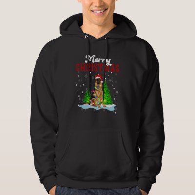 Merry Christmas German Shepherd Tree Lights Dog Hoodie