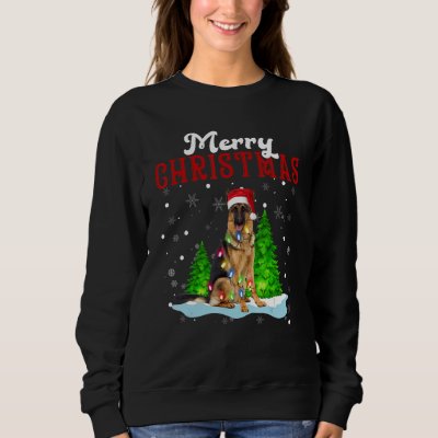 Merry Christmas German Shepherd Tree Lights Dog Sweatshirt