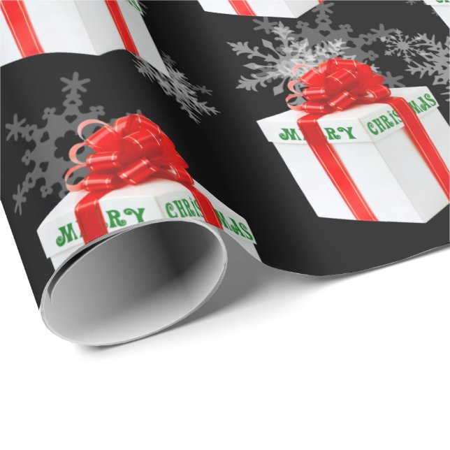 Merry Christmas Gift And Snowflakes Wrapping Paper (Roll Corner)