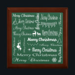 Merry Christmas Gift Box<br><div class="desc">Merry Christmas illustration with text and Christmas symbols decoration on green background</div>