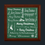 Merry Christmas Gift Box<br><div class="desc">Merry Christmas illustration with text and Christmas symbols decoration on green background</div>