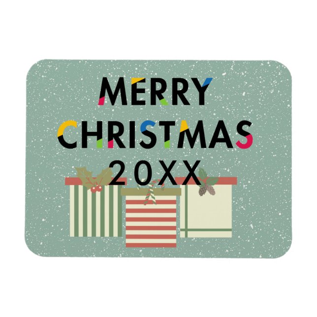 Merry Christmas Gift Boxes Flexible Kitchen Magnet (Horizontal)