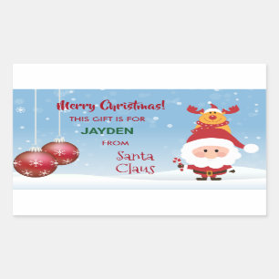 Merry Christmas, Gift From Santa Claus, Rudolph Rectangular Sticker