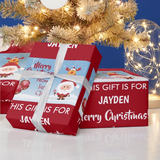 Merry Christmas, Gift From Santa Claus, Rudolph Wrapping Paper (Holidays)