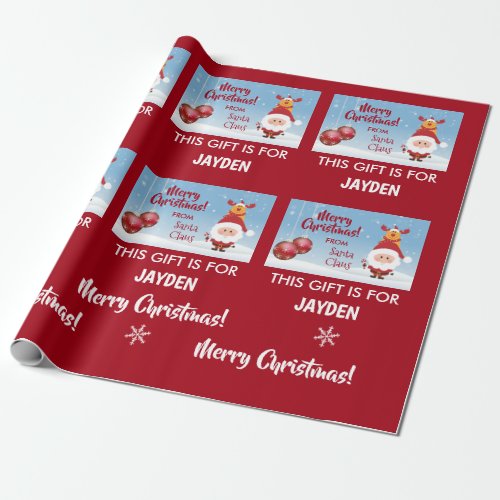 Merry Christmas Gift From Santa Claus Rudolph Wrapping Paper