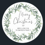 Merry Christmas Gift Label Greenery Wreath Sticker<br><div class="desc">It's nearly Christmas! Time to plan your gift giving for the holiday season,  don't forget your personalized Christmas Stickers!

Stylish and beautiful these personalized Christmas stickers are perfect for Christmas Gift Tags or as envelope seals on your Christmas Holiday cards and so much more.</div>