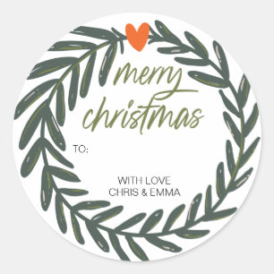Merry Christmas Gift Label Personalized with Names