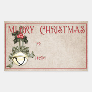 Merry Christmas Gift Labels | Bell & Dark Green