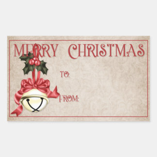 Merry Christmas Gift Labels | Bell & Red Ribbon