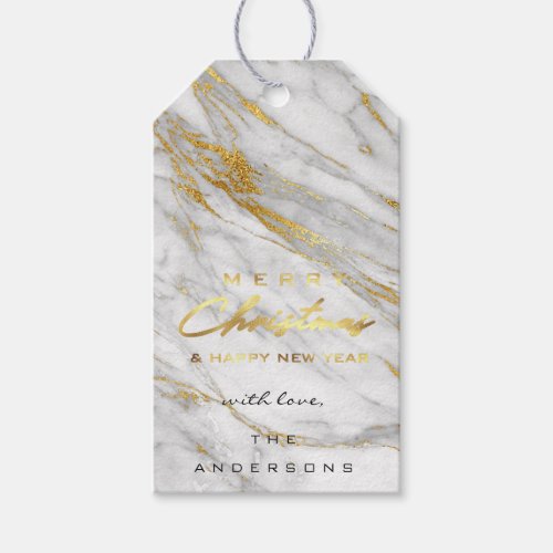 Merry Christmas Gift Navy Grey Gold Stone Marble Gift Tags