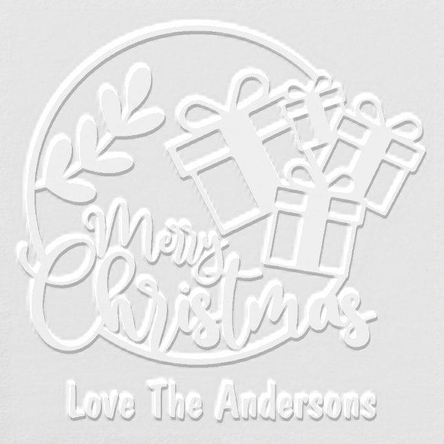 Merry Christmas Gift Personalized Family Name Embosser (Design)