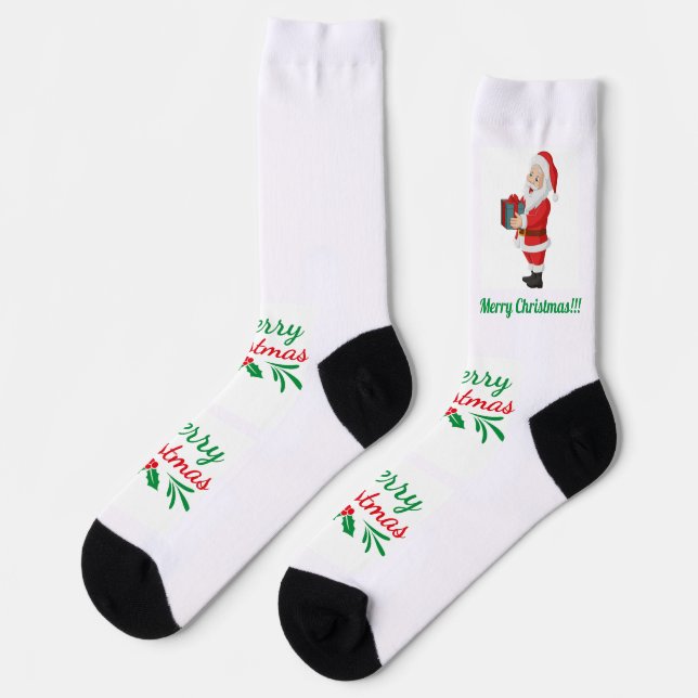 Merry Christmas Gift Santa Sustainable Premium Socks (Left)
