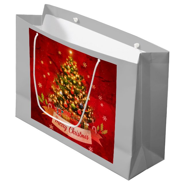 Merry Christmas Gift Shopping Bag (Front Angled)