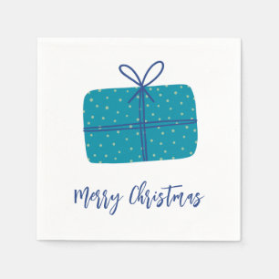 Merry Christmas Gift Simple Blue Napkins