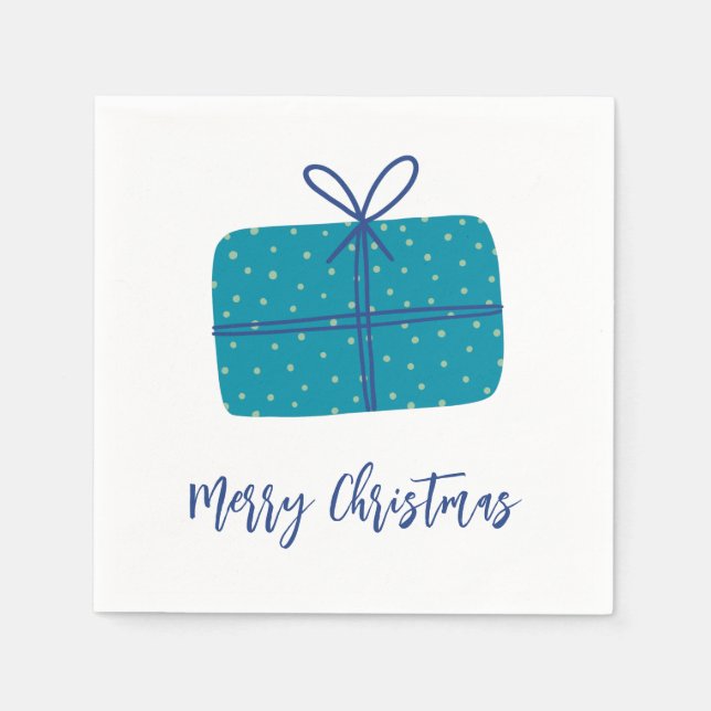 Merry Christmas Gift Simple Blue Napkins (Front)