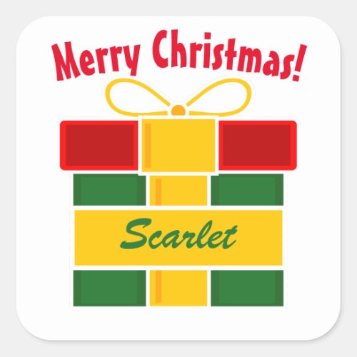 Merry Christmas gift stickers with custom name