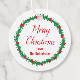 Merry Christmas Gift Tag, Holiday Gift Wrapping Favor Tags