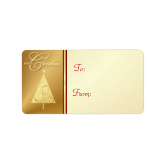 Merry Christmas Gift Tag Labels - Elegant Gold