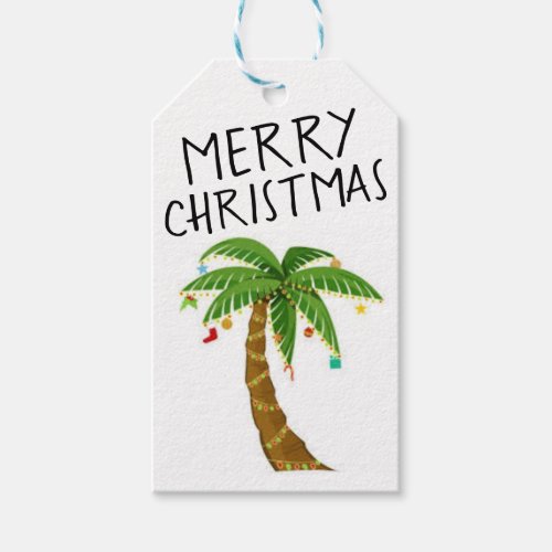 Merry Christmas Gift Tag Palm Tree