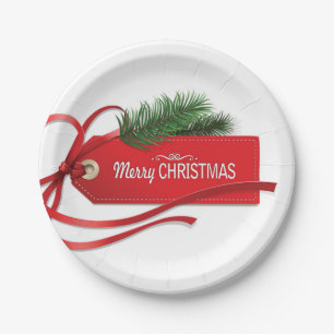 Merry Christmas Gift Tag Party Paper Plates