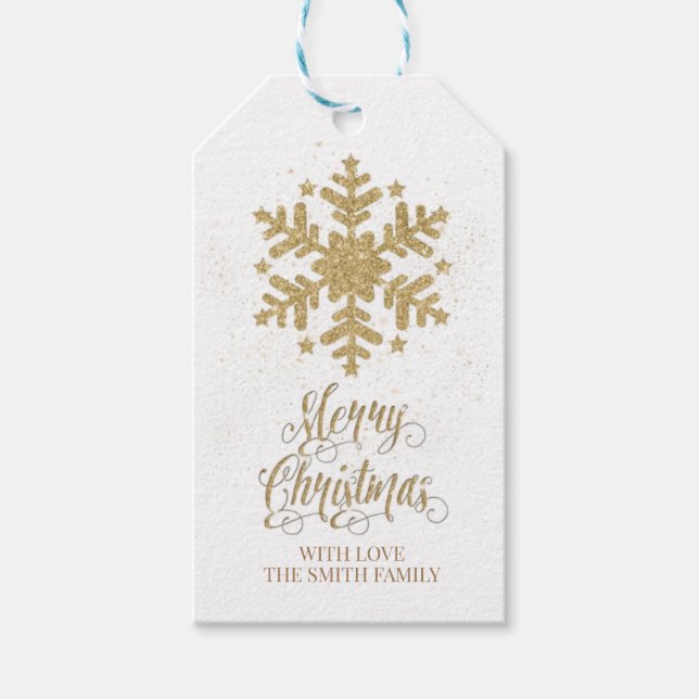 Merry Christmas Gift Tag, Snowflake Hang Tag (Front)