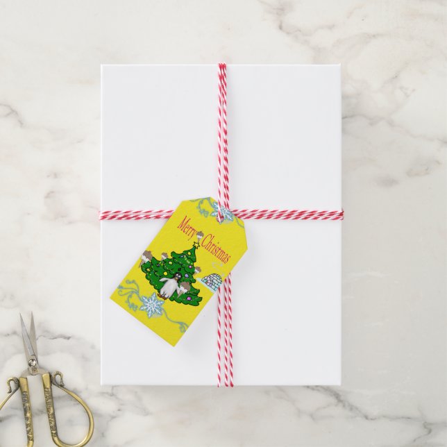 Merry Christmas Gift Tags Penguin  (With Twine)