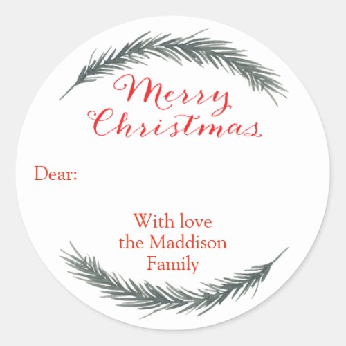 Merry Christmas Gift Tags Stickers Red and Green