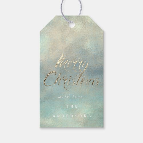 Merry Christmas Gift To Gold Blue Mint Burlap Gift Tags