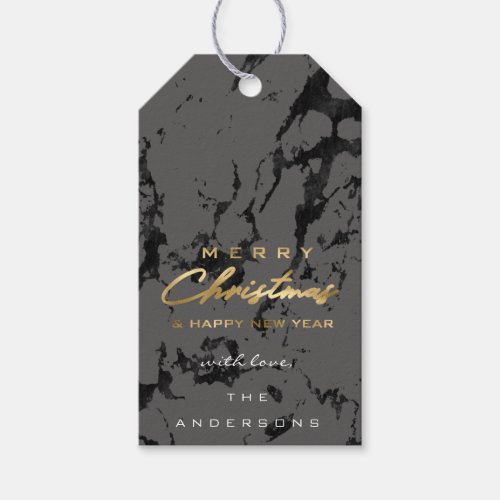 Merry Christmas Gift To Grey Gold Stone Marble Gift Tags