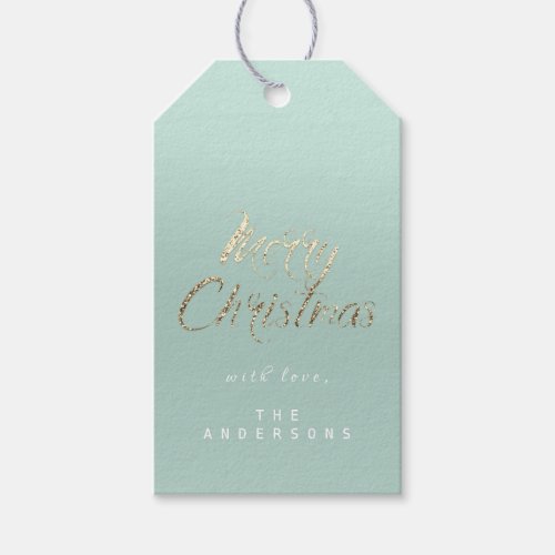 Merry Christmas Gift To Script Gold Aqua Gift Tags