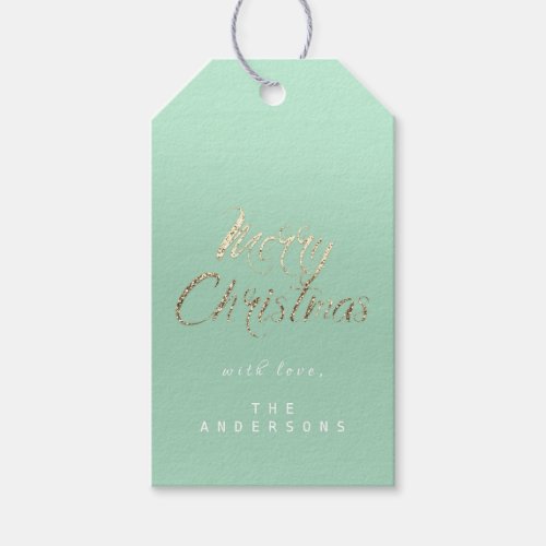 Merry Christmas Gift To Script Gold Aqua Mint Past Gift Tags