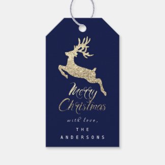Merry Christmas Gift To Script Gold Gray Blue Navy Gift Tags