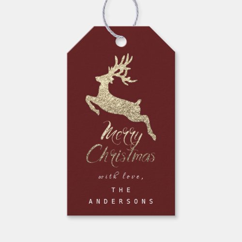 Merry Christmas Gift To Script Gold Gray Burgundy Gift Tags