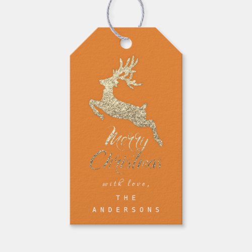 Merry Christmas Gift To Script Gold Gray Orange Gift Tags