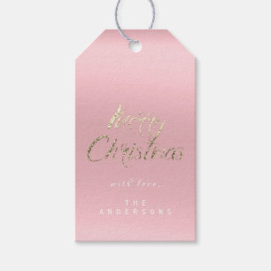 Merry Christmas Gift To Script Gold Pastel Pink Tags