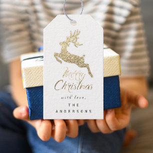 Merry Christmas Gift To Script Gold White Gray Tags