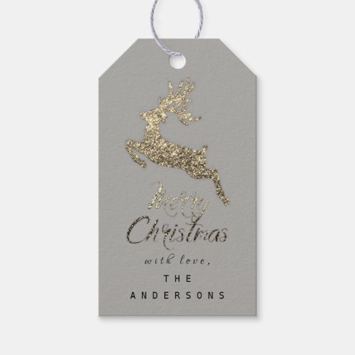 Merry Christmas Gift To Script White Glitter Sepia Gift Tags