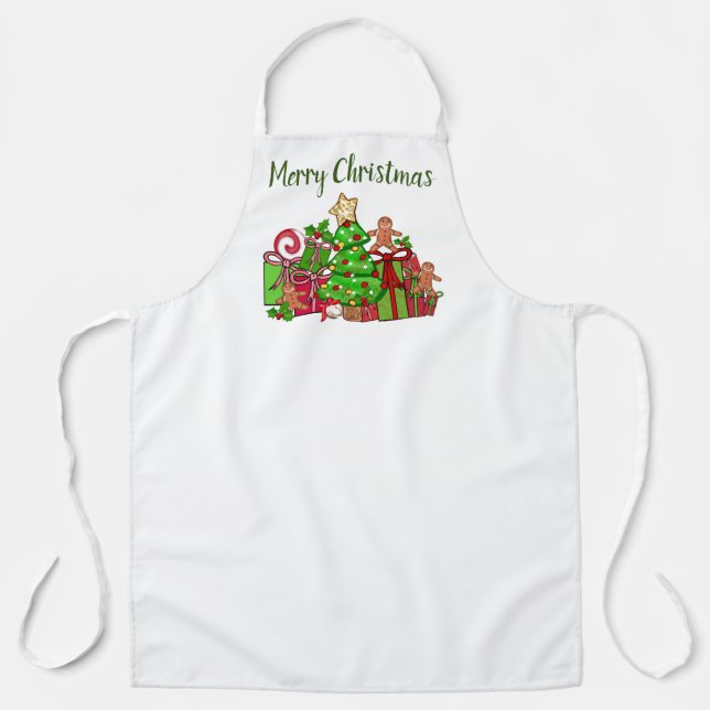 Merry Christmas Gifts Around The Tree Apron (Front)