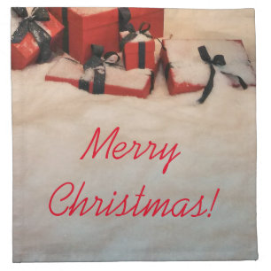 Merry Christmas Gifts in snow Cloth Napkin