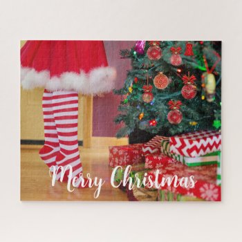 Merry Christmas Gifts Presents Under Holiday Tree Jigsaw Puzzle by UniqueChristmasGifts at Zazzle