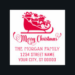 Merry Christmas Gifts Sleigh Name Return Address  Self-inking Stamp<br><div class="desc">Merry Christmas Gifts Filled Sleigh Name Return Address =======</div>