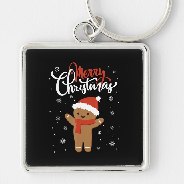 Merry Christmas Ginger Bread Xmas Christmas Cookie Keychain (Front)