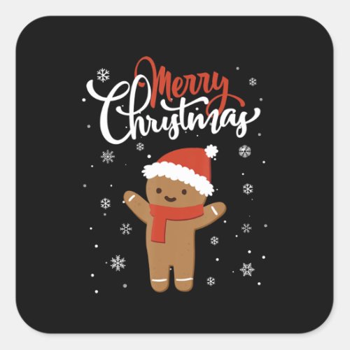 Merry Christmas Ginger Bread Xmas Christmas Cookie Square Sticker