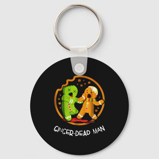 Merry Christmas Ginger-dead Man Cookie Zombie Xmas Keychain (Front)
