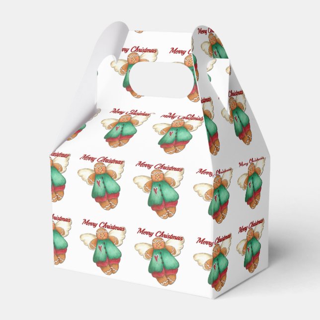 Merry Christmas Gingerbread Angel Favor Box (Front Side)