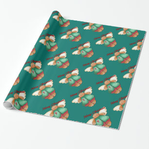 Merry Christmas Gingerbread Angel Wrapping Paper