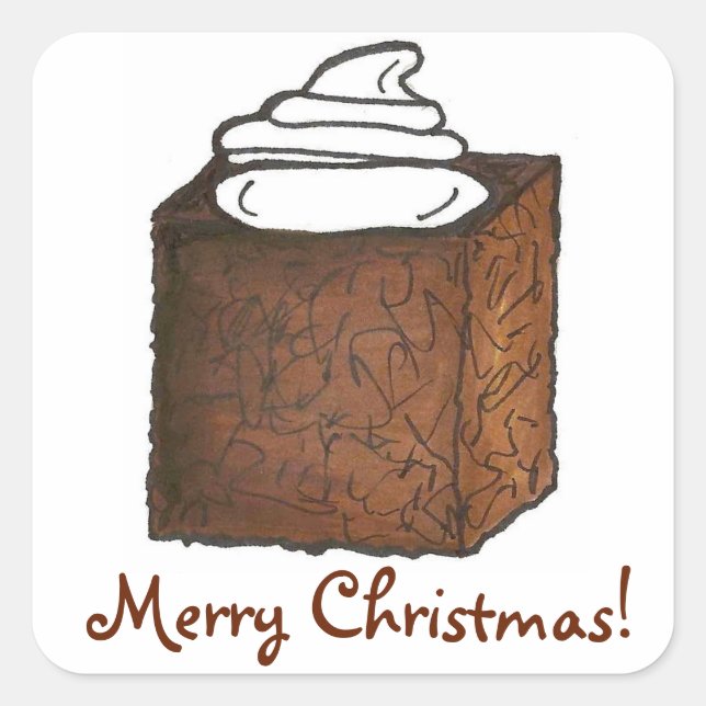 Merry Christmas Gingerbread Cake Slice Dessert Square Sticker (Front)