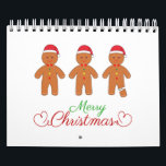 Merry christmas gingerbread calendar<br><div class="desc">Two smiling gingerbread men and one sad gingerbread man with a broken leg and the text "Merry Christmas".</div>